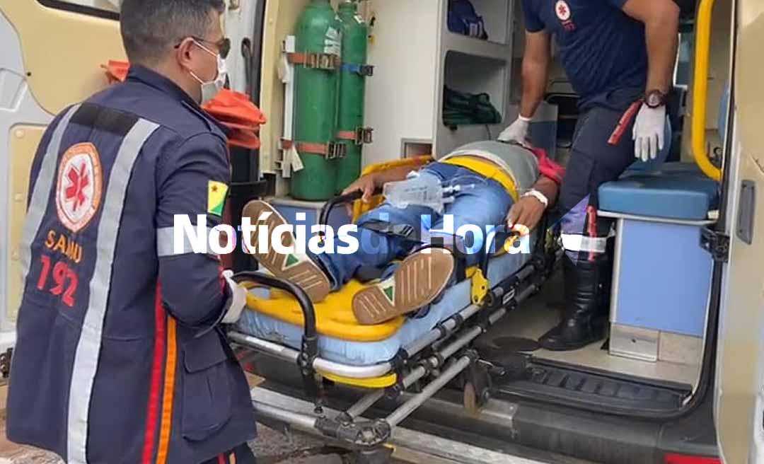 Colono fica ferido após acidente entre motos na Vila do V, próximo a Porto Acre