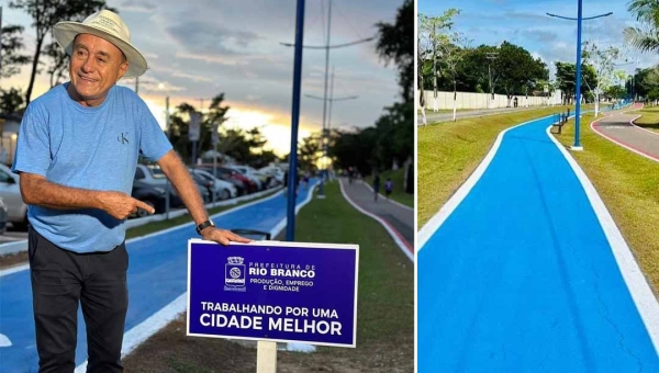 Com pista de caminhada toda azulada, prefeitura de Bocalom revitaliza Parque Ipê