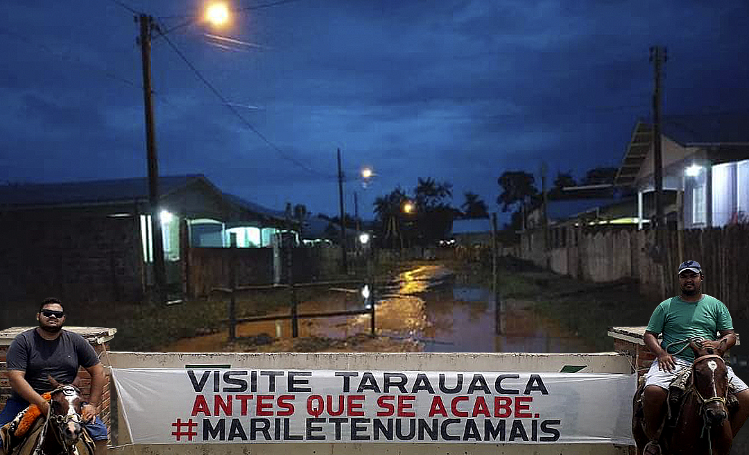 "Visite Tarauacá antes que acabe", avisa faixa em protesto contra gestão de Marilete Vitorino