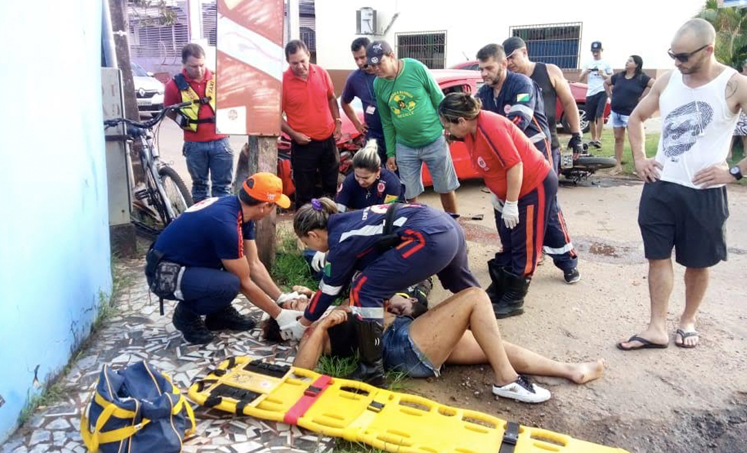 Colisão leva a óbito motociclista e deixa adolescente ferida no conjunto Tucumã 