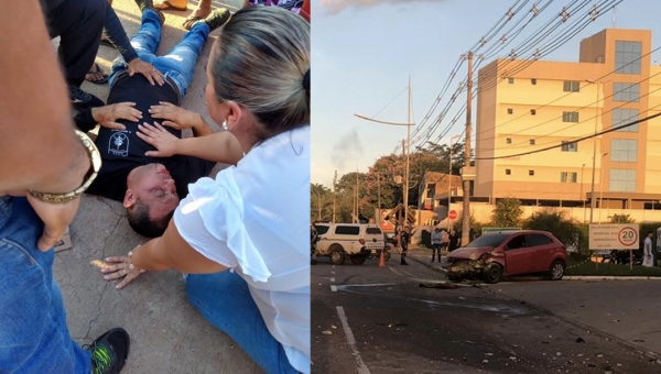 Policial do Bope atropela motociclista e capota carro na Avenida Ceará 