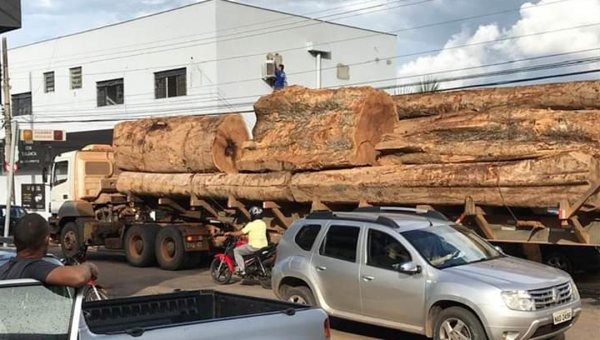 Pedro Longo 'flagra' caminhão carregado com toras e cobra fiscalização; RBTrans diz que carga é permitida