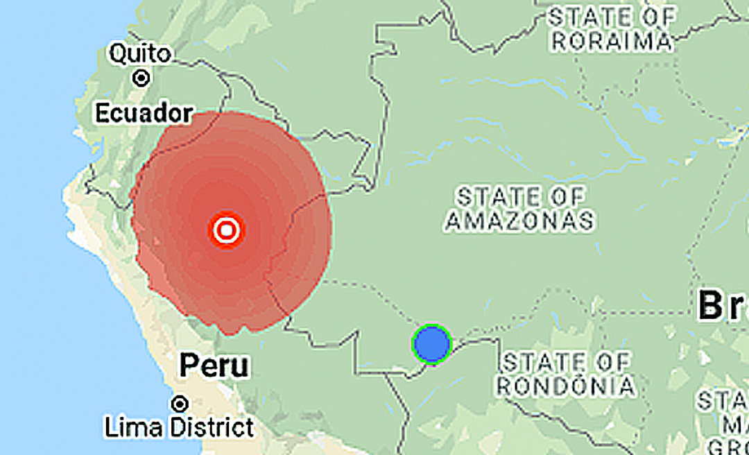 Tremor de terra no Peru é sentido com forte intensidade em Cruzeiro do Sul e municípios do Vale do Juruá 