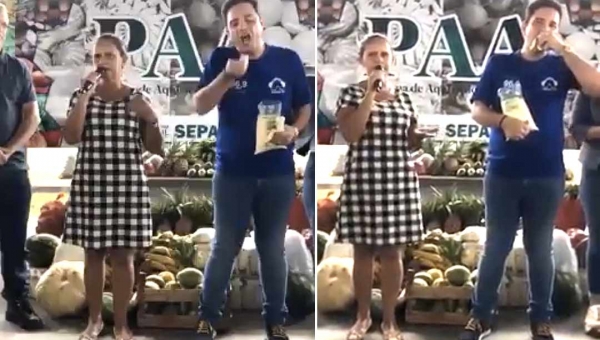 Vídeo de Gladson Cameli comendo farinha e banana em solenidade viraliza nas redes sociais