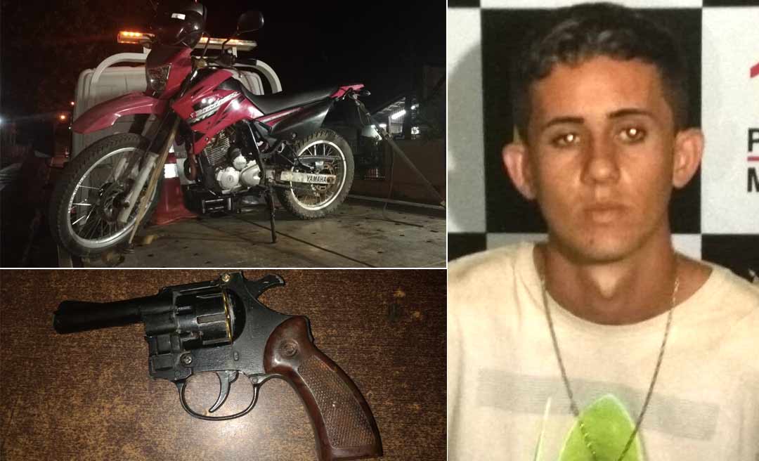 Polícia Militar prende homem com moto roubada e revólver calibre 22