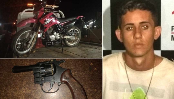 Polícia Militar prende homem com moto roubada e revólver calibre 22