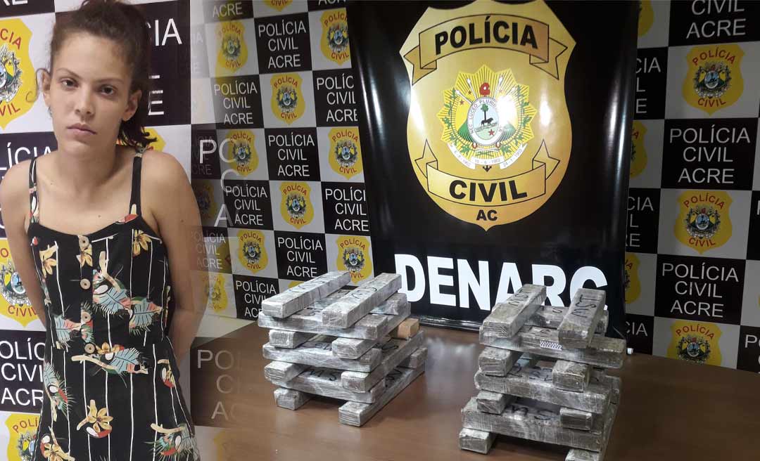 ‘Mula’ é presa por investigadores da Denarc com 20 quilos de maconha vindos de Cuiabá