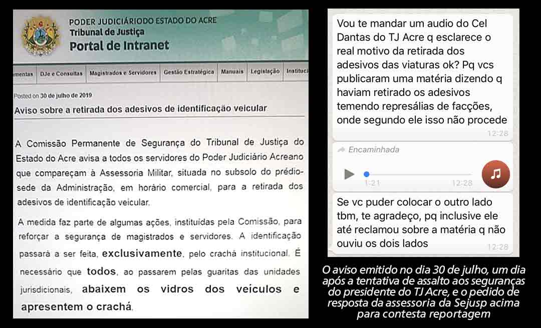 Chefe da segurança do TJAC ignora ameaça a magistrados e trata as informações de jornal como fake news