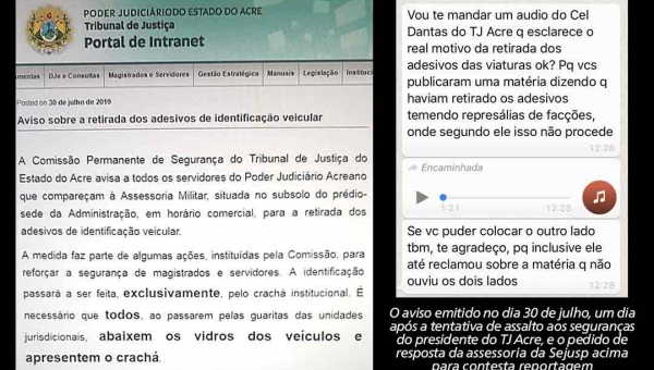 Chefe da segurança do TJAC ignora ameaça a magistrados e trata as informações de jornal como fake news