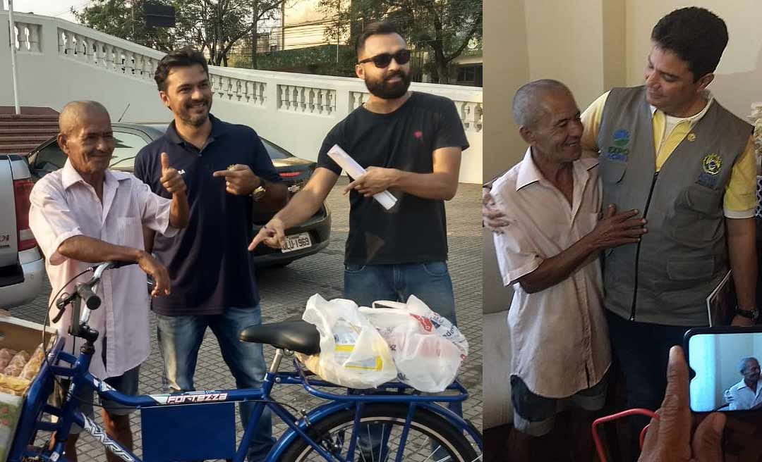 Gladson Cameli doa do próprio bolso bicicleta a ambulante e faz questão de entregar no Palácio