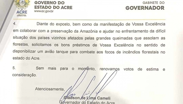 Governo do Acre solicita avião tanque ao governo da Argentina para combate a incêndios florestais