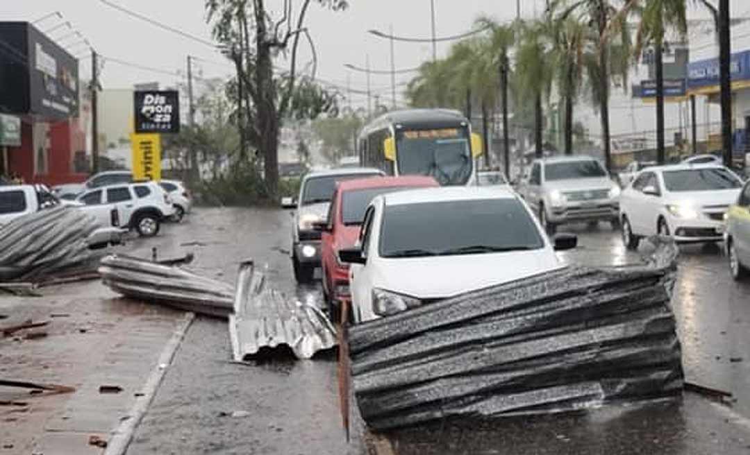 Vídeos em diferentes regiões de Rio Branco mostram o estrago provocado por temporal; assista