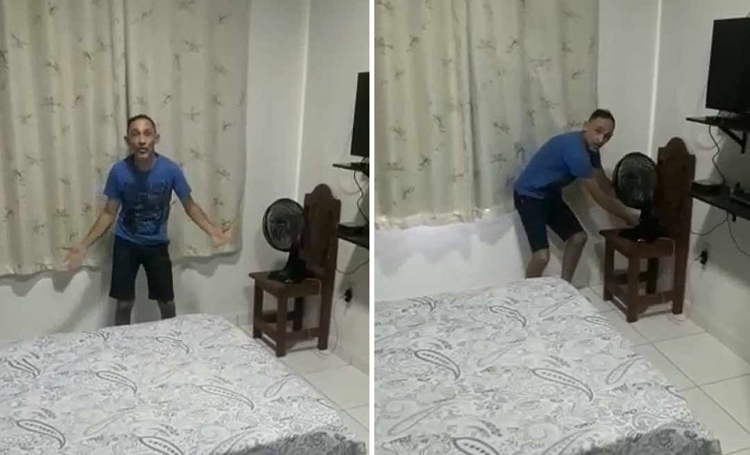 Em vídeo humorado, acreano protesta contra a Energisa ao trocar ar-condicionado por ventilador; assista