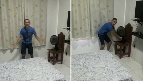 Em vídeo humorado, acreano protesta contra a Energisa ao trocar ar-condicionado por ventilador; assista