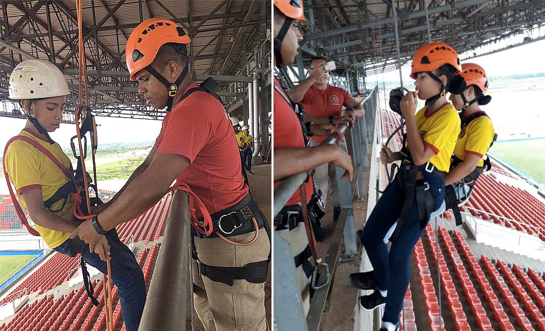 Crianças participam de atividades do Corpo de Bombeiros na Arena Acreana