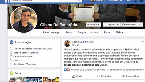 Gilson da Funerária diz que André Maia quer vingança por isso o acusa de ter cometido irregularidades