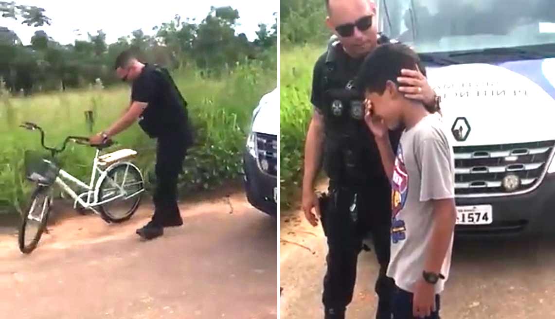 No Acre, aluno chora ao ganhar bicicleta de agentes penitenciários para ir à escola