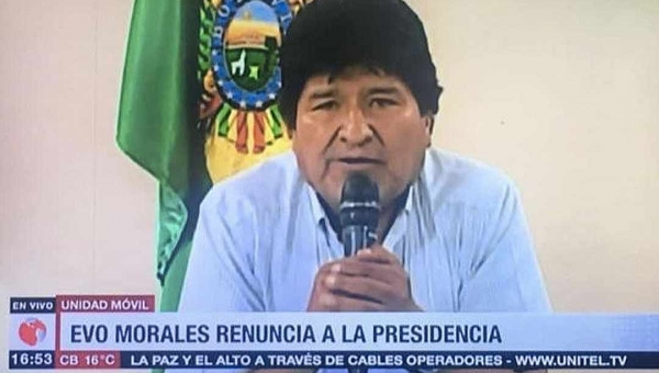 Evo Morales renuncia ao cargo de presidente da Bolívia em pronunciamento na TV