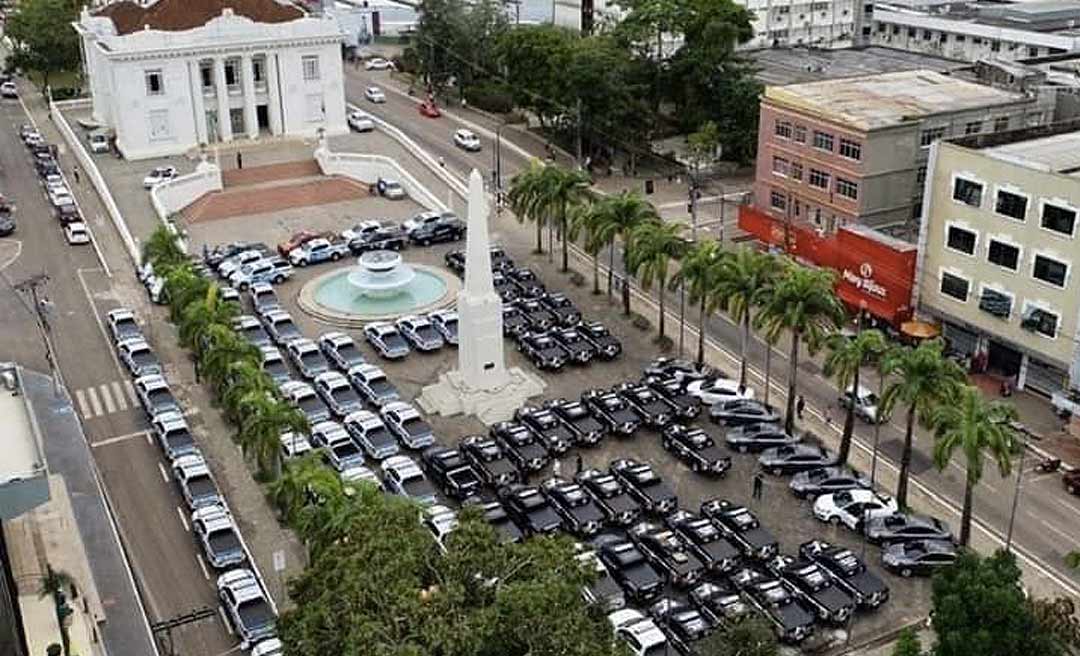 Gladson apresenta os 120 veículos da Segurança pública e empossa Ulysses no comando da PM