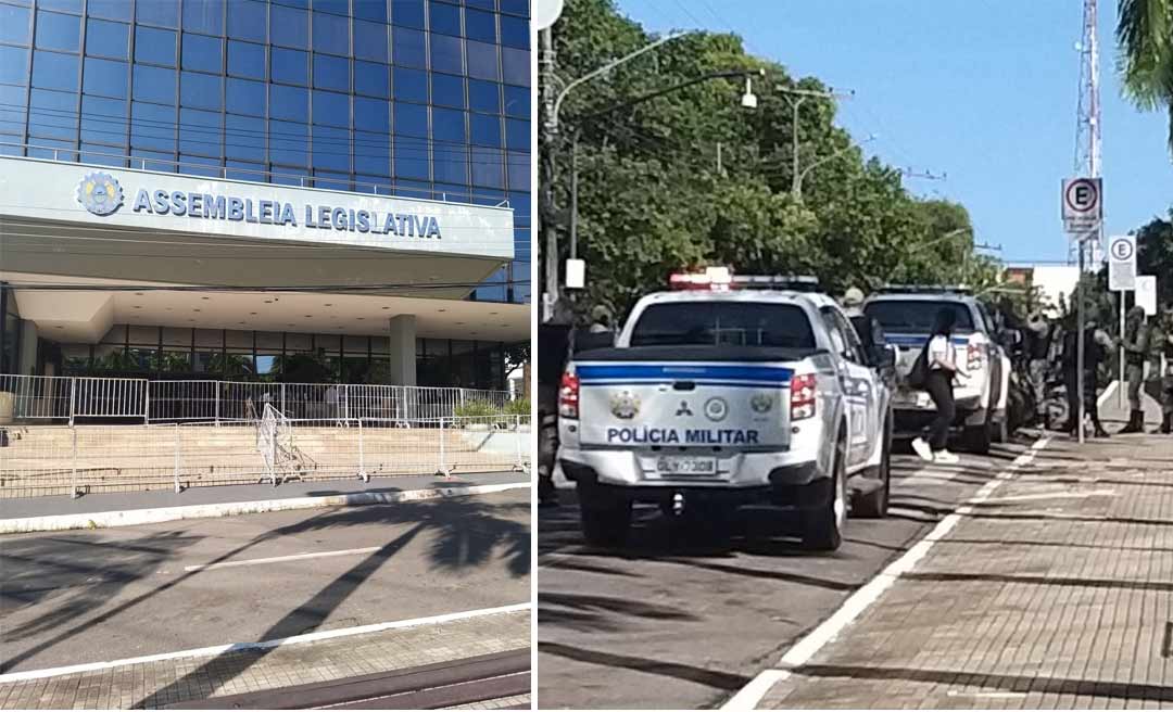 Aleac monta forte esquema de segurança e impede acesso de servidores ao hall de entrada 