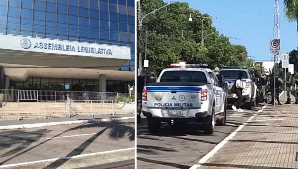 Aleac monta forte esquema de segurança e impede acesso de servidores ao hall de entrada 