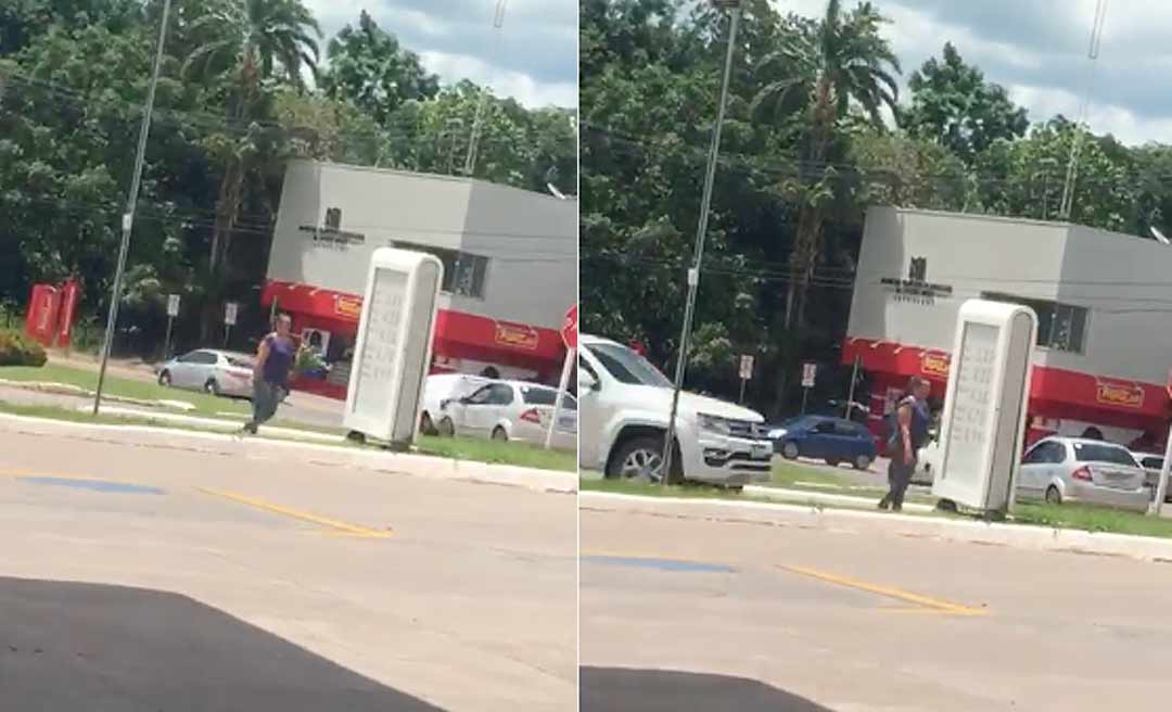 Vídeo mostra mulher furtando flores de rotatória em Rio Branco