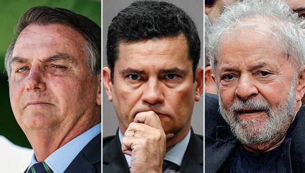 Bolsonaro empata com Lula no 1° turno; Moro supera com folga o petista