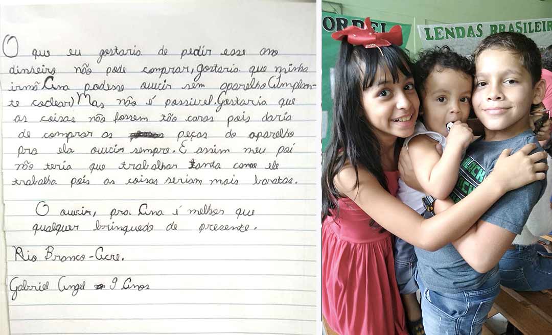 No Acre, criança relata em carta comovente a Papai Noel que gostaria que sua irmã "pudesse ouvir sem aparelho"