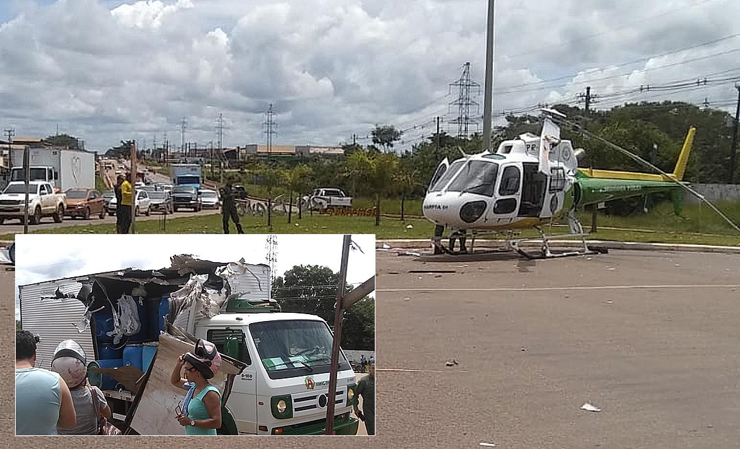 Helicóptero do Estado se envolve em acidente com caminhão em Rio Branco