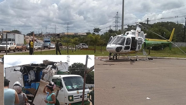 Helicóptero do Estado se envolve em acidente com caminhão em Rio Branco