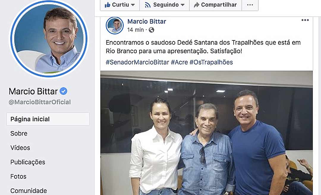 Bittar “mata” o Dedé Santana dos Trapalhões em postagem no facebook