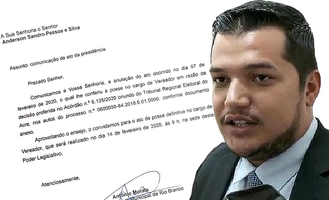 Após barbeiragem, Câmara de Rio Branco remarca nova data para posse de Anderson Sandro no lugar de Laércio