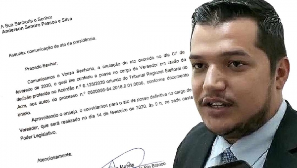 Após barbeiragem, Câmara de Rio Branco remarca nova data para posse de Anderson Sandro no lugar de Laércio