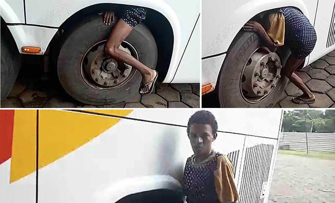 Ele tentou outra vez viajar em compartimento de roda de ônibus de Porto Velho a Mato Grosso; assista ao vídeo