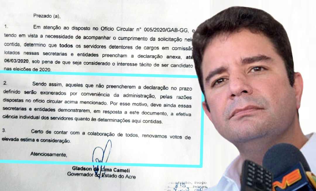 Gladson vai exonerar comissionado que não preencher declaração informando que não será candidato