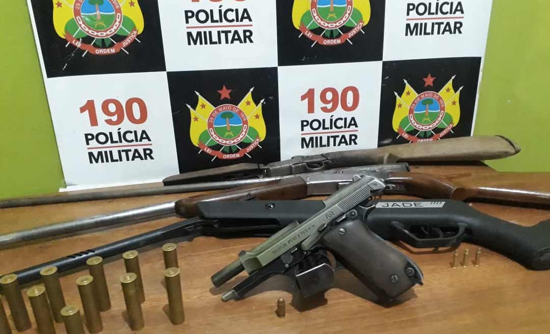 Em operação, polícia prende três homens com armas de fogo e munição em Tarauacá