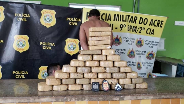 Policiais prendem homem com 41 quilos de cocaína e R$ 18 mil no interior do Acre