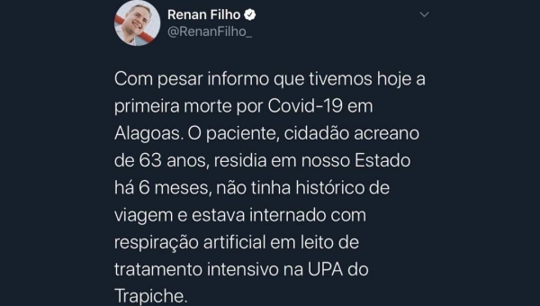 Acreano de 63 anos morre vítima do coronavírus em Alagoas