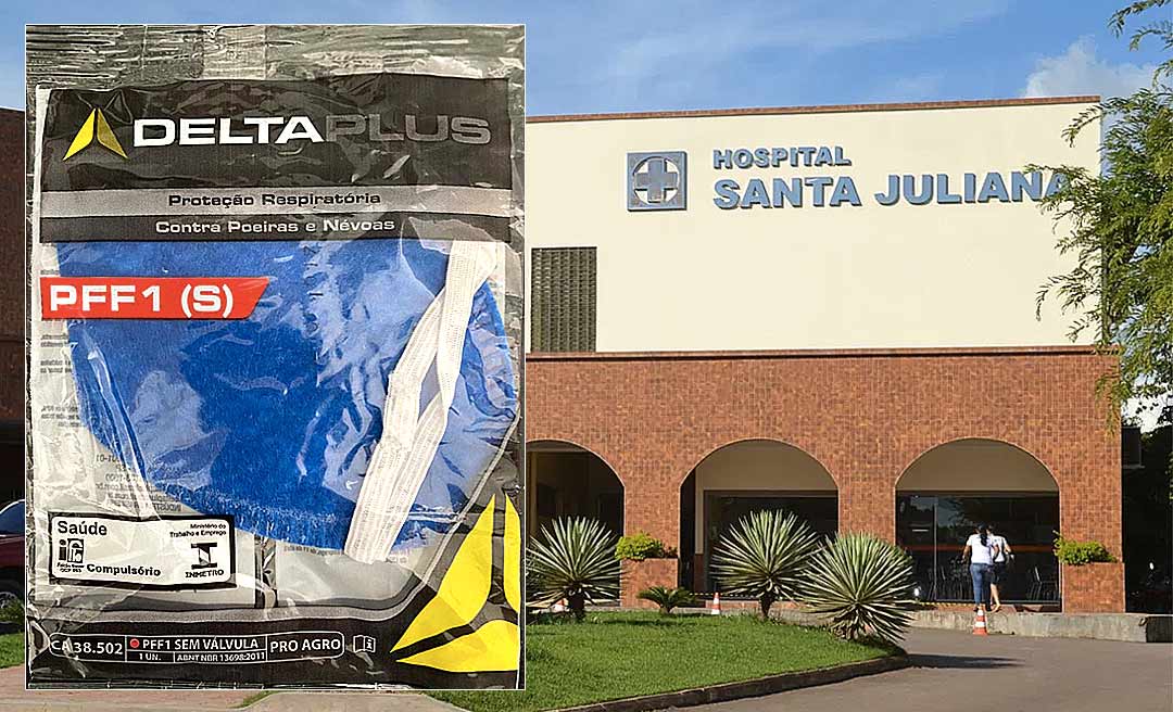 Profissionais do Hospital Santa Juliana usam máscaras para poeira durante procedimentos