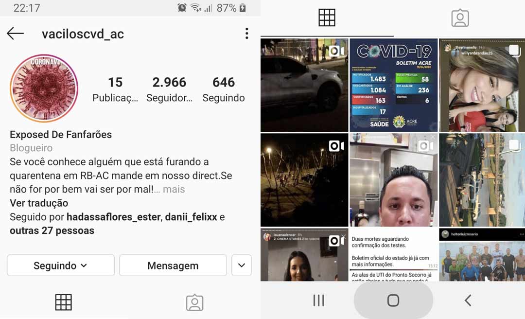 Internautas criam perfil para denunciar “vacilões da Covid” no Instagram