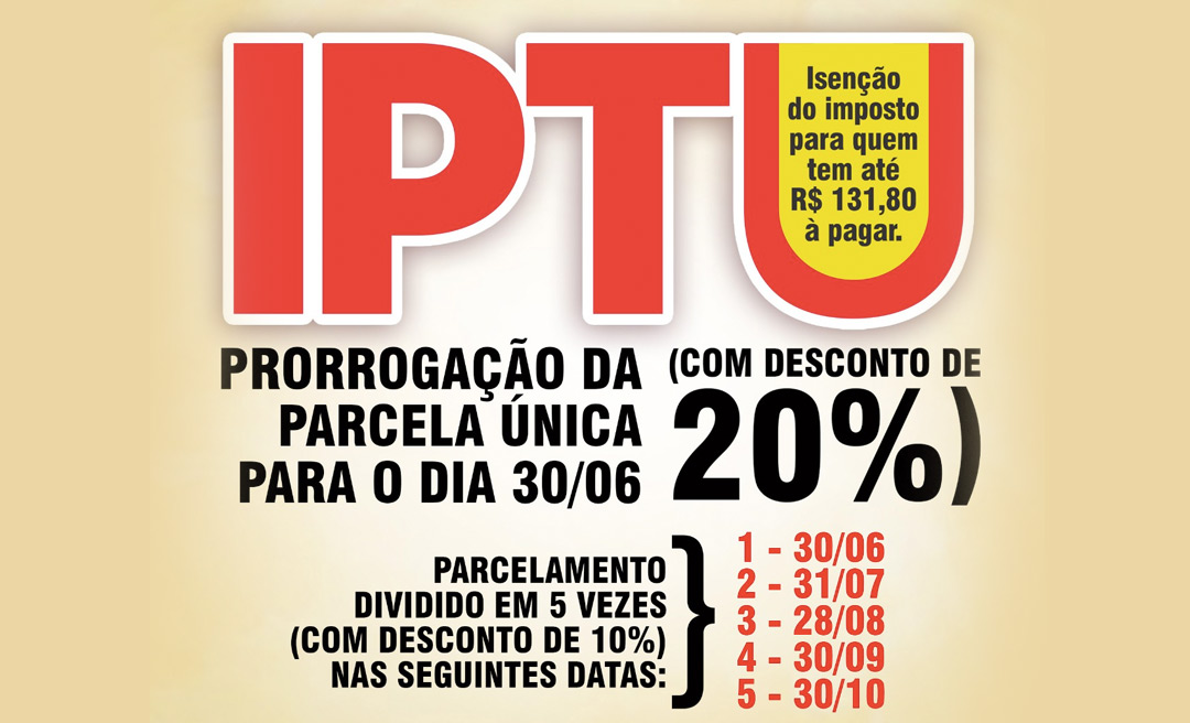 IPTU 2020 poderá ser pago a partir de 30 de junho e Prefeitura continua com serviços remotos