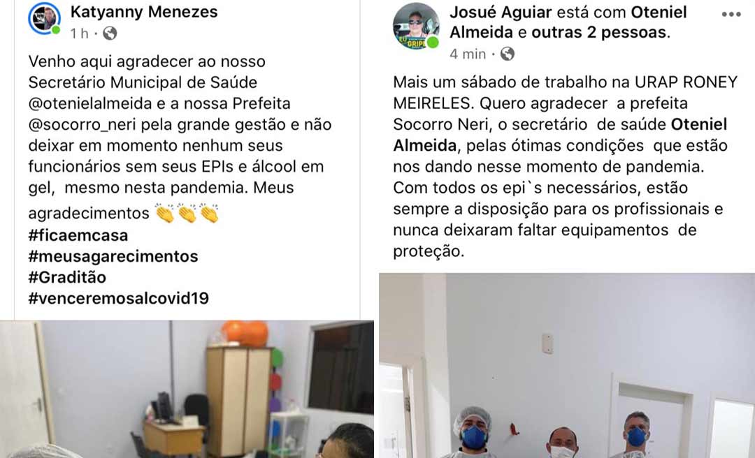 Servidores da Saúde Municipal reconhecem esforço da gestão da prefeita Socorro Neri e agradecem cuidado no investimento de EPIs