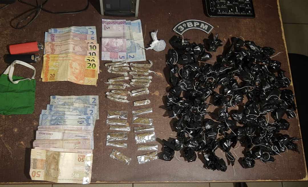 Polícia apreende cocaína, skunk e maconha no Montanhês e três traficantes são presos