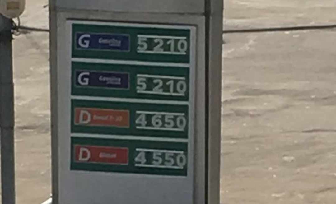 Aumento surpresa: Litro da gasolina comum chega a R$ 5,21 em Cruzeiro do Sul