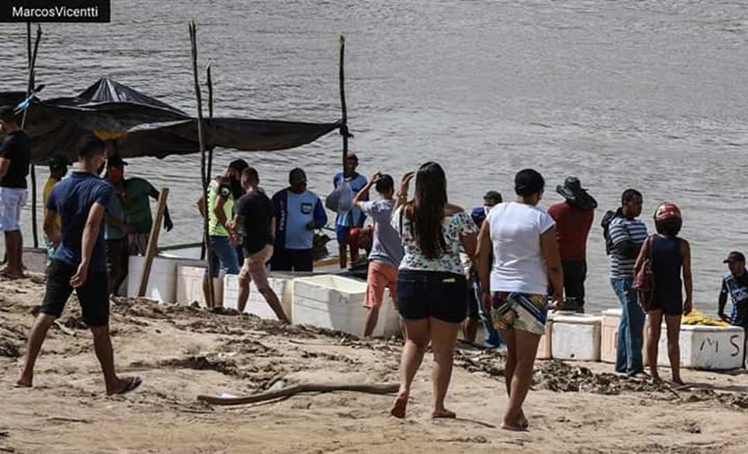 Sem máscaras e aglomerados, centenas vão à feira de peixes em Cruzeiro durante a piracema