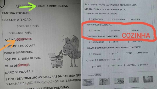 Pai encontra erros em atividades de português de escola do Acre e faz desabafo