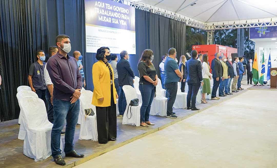 Durante inauguração de Hospital de Campanha, presidente da Aleac pede licença ao governador e faz agradecimento aos deputados estaduais