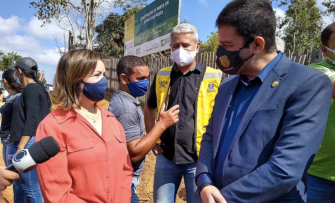 Um dia após polêmica com o PP, Gladson e Socorro inauguram ponte, e Cameli reafirma apoio à prefeita: "O que foi dito está dito. Só Deus muda"