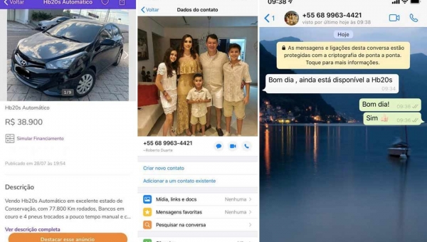 Estelionatário usa foto de Roberto Duarte e cria perfil falso no WhatsApp para aplicar golpes