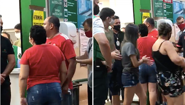 Casal tenta entrar sem máscara em supermercado, discute com funcionário e o chama de "incompetente"; "Vai estudar", diz mulher